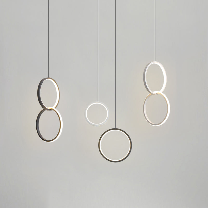 LED Slaapkamer Down Lighting Pendant Noordse stijl hanglampje plafondlicht met ringen metalen schaduw