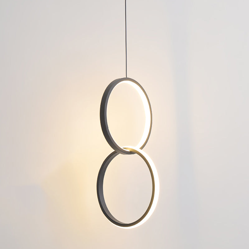 LED Slaapkamer Down Lighting Pendant Noordse stijl hanglampje plafondlicht met ringen metalen schaduw
