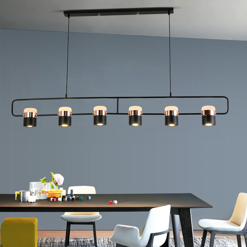 Linear Island Pendant Light Modern Style Dinning Room Island Chandelier Light in Black