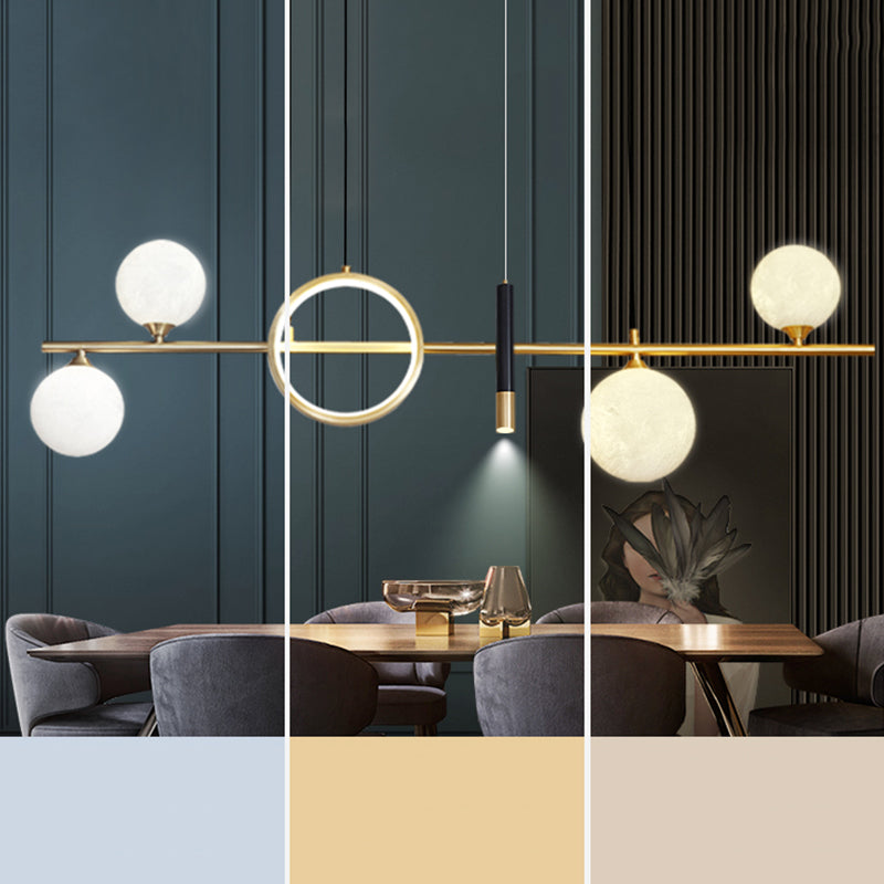 Sala da pranzo ombreggiata isola a sospensione Light Metal LED Isola contemporanea Lampada in oro