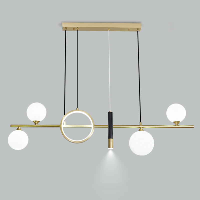 Sala da pranzo ombreggiata isola a sospensione Light Metal LED Isola contemporanea Lampada in oro