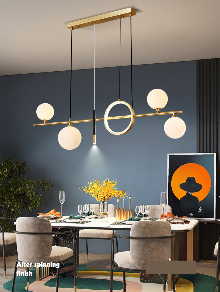Sala da pranzo ombreggiata isola a sospensione Light Metal LED Isola contemporanea Lampada in oro