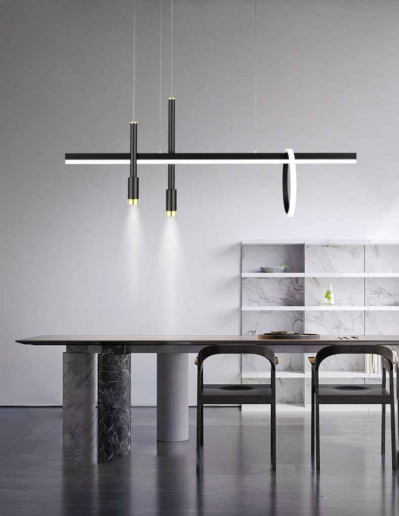 Luz de lámpara de araña de la isla sombreada Luz de techo colgante de color negro de estilo simplicidad para la cocina