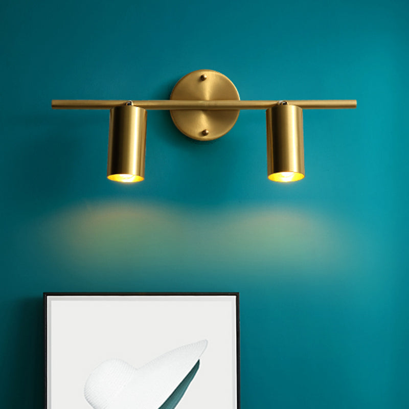Postmodern Simplicity Cylinder Vanity Sconce Lights Brass Wall Mount Light Fixture for Bathroom
