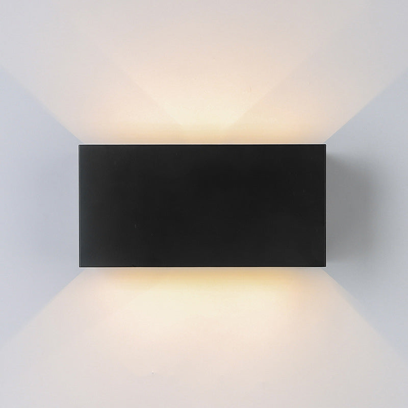 Black 4-Light LED Wall Lamp in Modern Simplicity Aluminium Rectangular Wall Light with Glass Shade