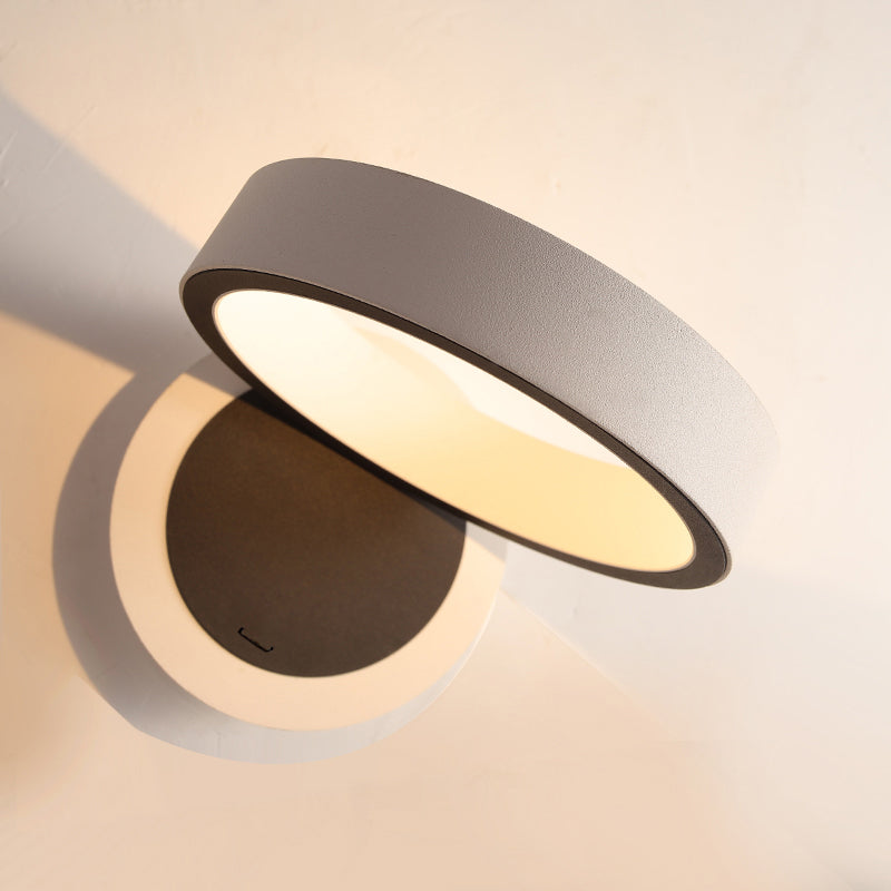 Modern Metal 1-Light Wall Mount Lamp Adjustable Round Wall Sconce for Bedroom