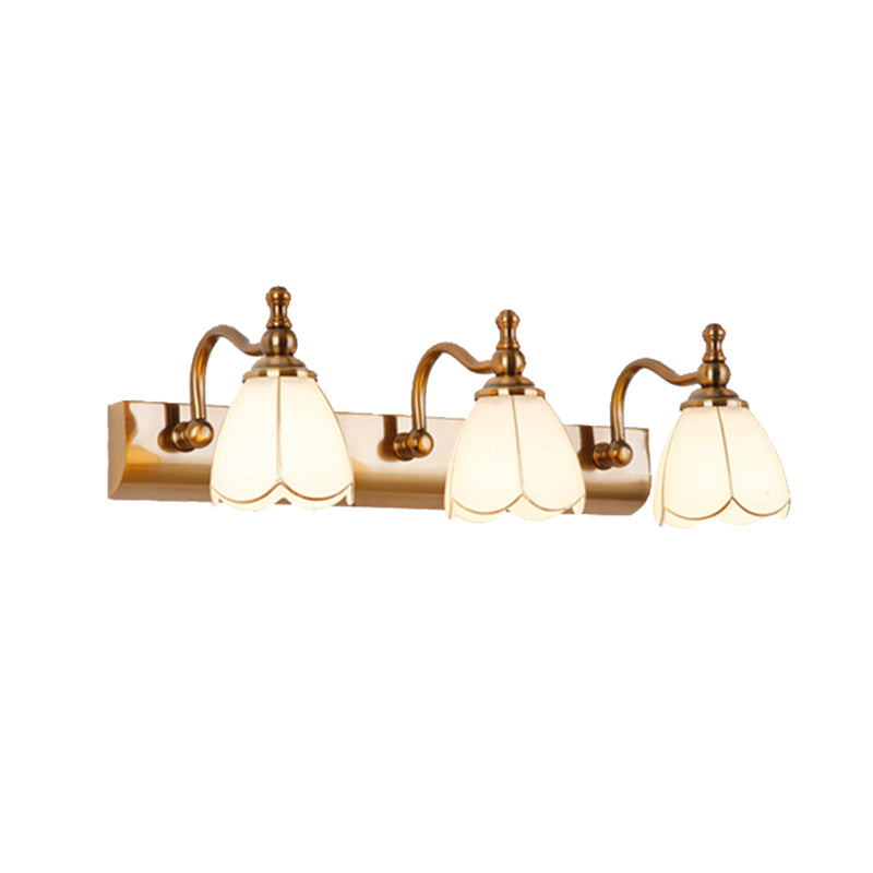 Semplicità vintage Bell Bell Vanity Lights Sconce Milk Glass Wall Monte Flaching per bagno