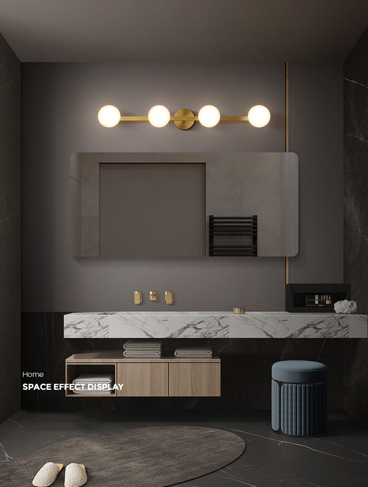 Postmodern Globe Vanity Sconce Lights Milk Glass Wall Mount Light Fixture for Bathroom