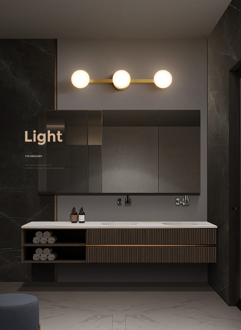 Postmodern Globe Vanity Sconce Lights Milk Glass Wall Mount Light Fixture for Bathroom