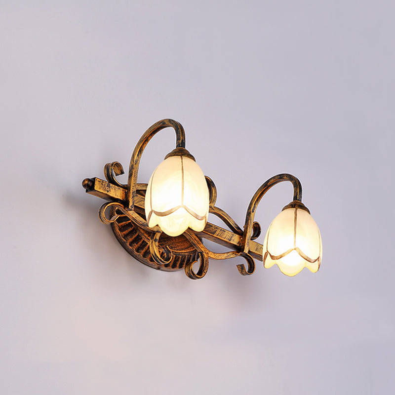 Traditional Simplicity Bell Vanity Sconce Lights Milk Glass Wall Mount Light Fixture for Bathroom