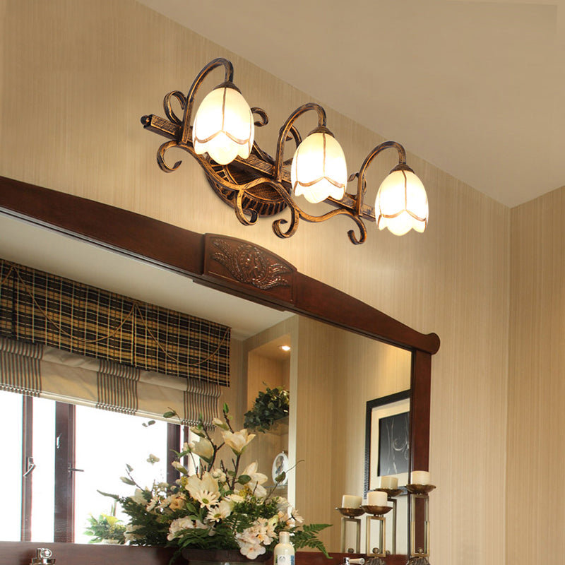 Traditional Simplicity Bell Vanity Sconce Lights Milk Glass Wall Mount Light Fixture for Bathroom