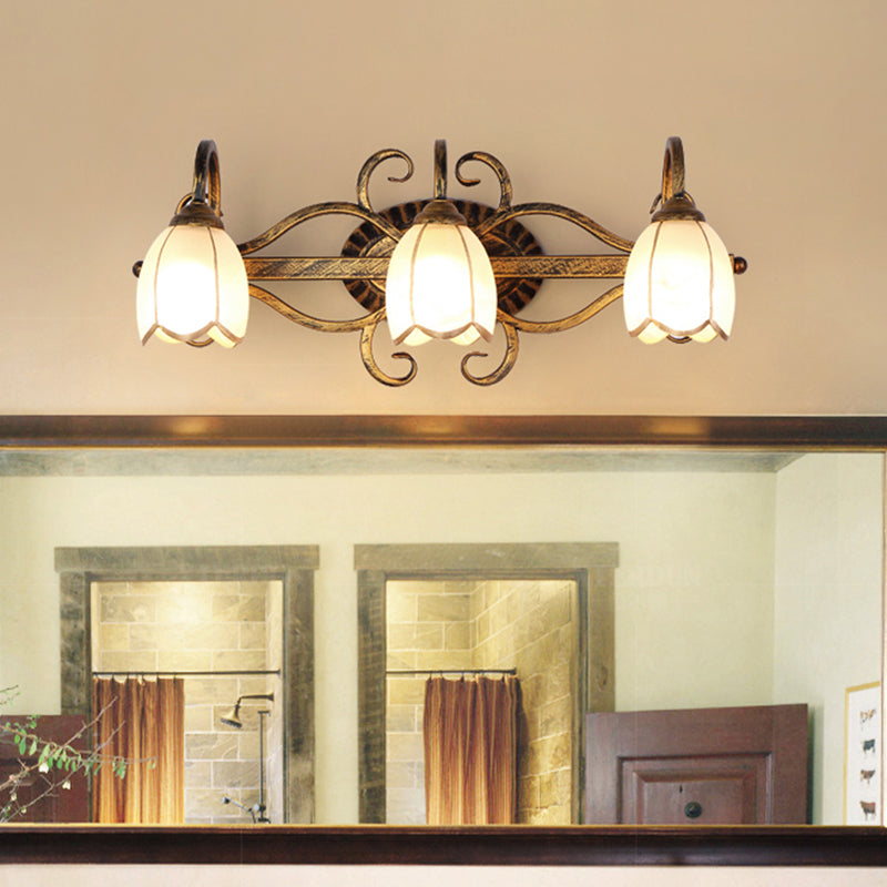 Traditional Simplicity Bell Vanity Sconce Lights Milk Glass Wall Mount Light Fixture for Bathroom