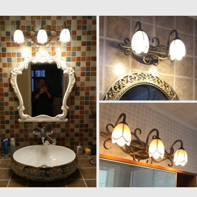 Traditional Simplicity Bell Vanity Sconce Lights Milk Glass Wall Mount Light Fixture for Bathroom