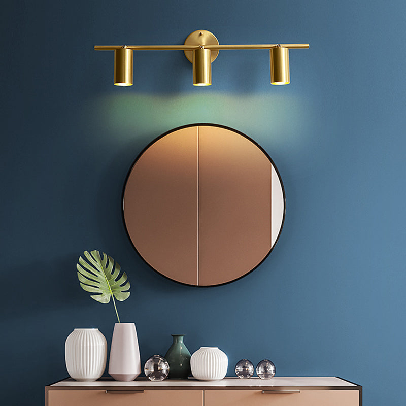 Postmodern Simplicity Cylinder Vanity Sconce Lights Brass Wall Mount Light Fixture for Bathroom