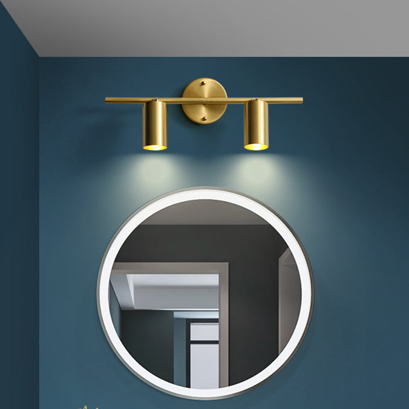 Postmodern Simplicity Cylinder Vanity Sconce Lights Brass Wall Mount Light Fixture for Bathroom