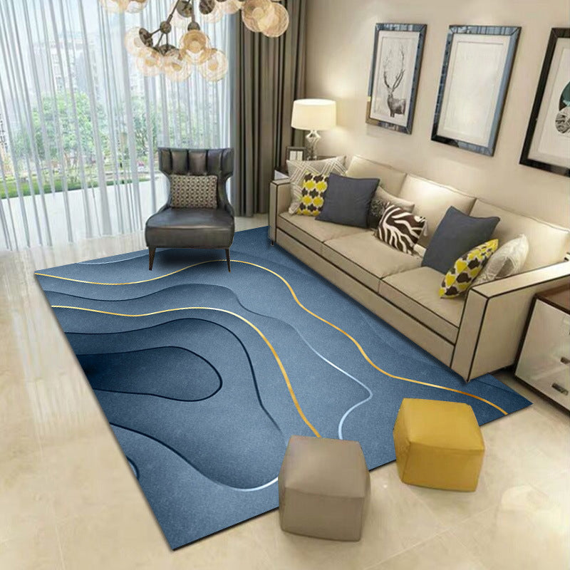 Blue Abstract Indoor Carpet Polyester Modern Rug Anti-Split Backing Area Rug for Indoor Room
