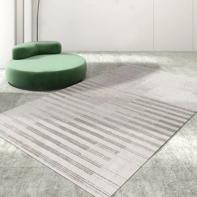 Modern Indoor Rug Stripe Print Carpet Polyester Non-Slip Backing Area Carpet for Living Room