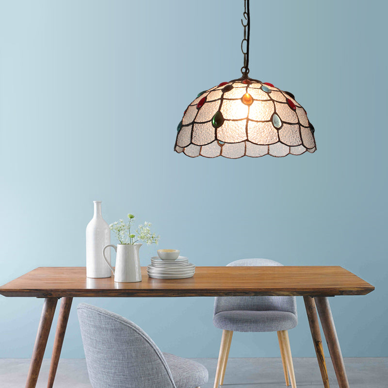 12 "/16" de ancho 1 Péndulo de luz Tiffany Tiffany Blue/textura Costil de vidrio plateado para el comedor para comedor