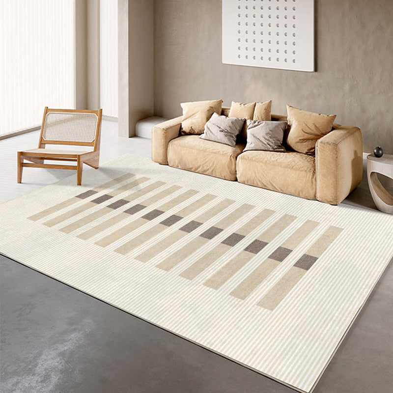 Modern Indoor Rug Stripe Print Carpet Polyester Non-Slip Backing Area Carpet for Living Room