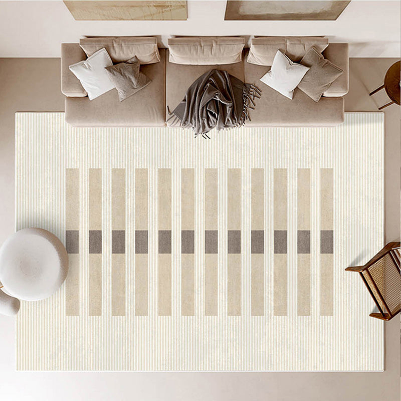 Modern Indoor Rug Stripe Print Carpet Polyester Non-Slip Backing Area Carpet for Living Room