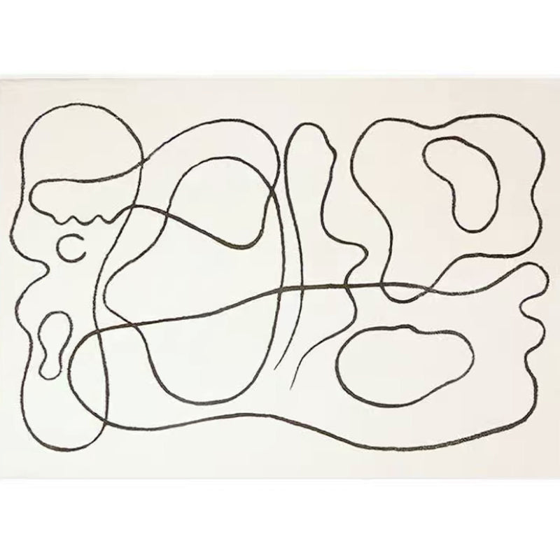 Beige Abstart Rug Polyester Modern Carpet Non-Slip Backing Area Rug for Living Room