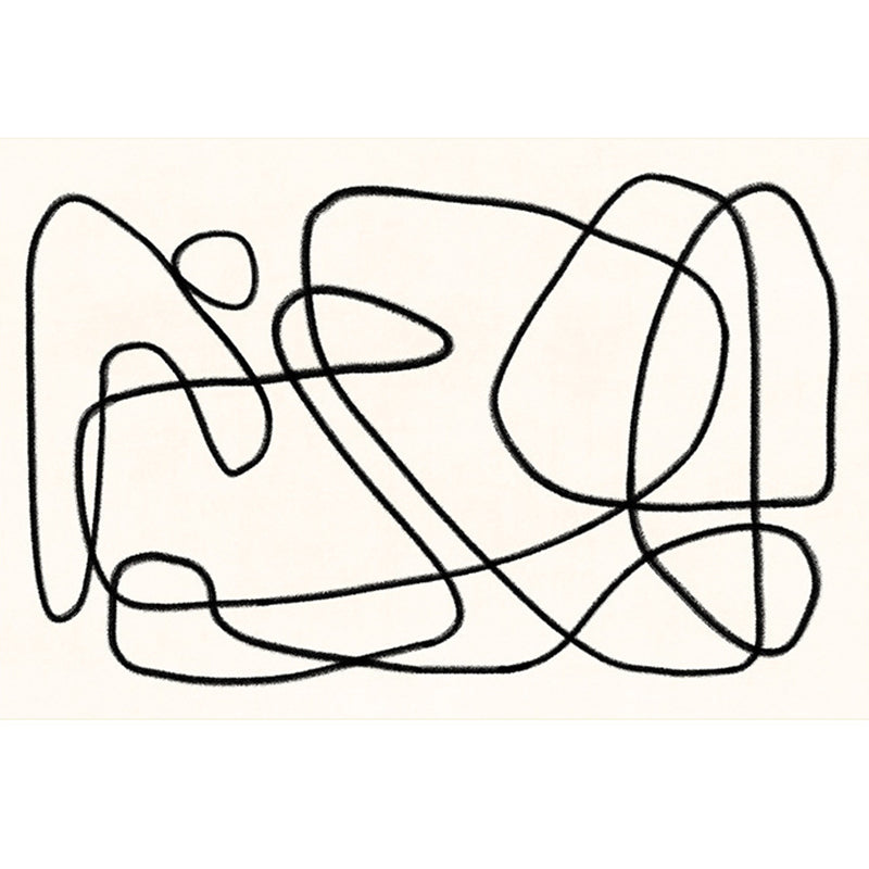 Beige Abstart Rug Polyester Modern Carpet Non-Slip Backing Area Rug for Living Room