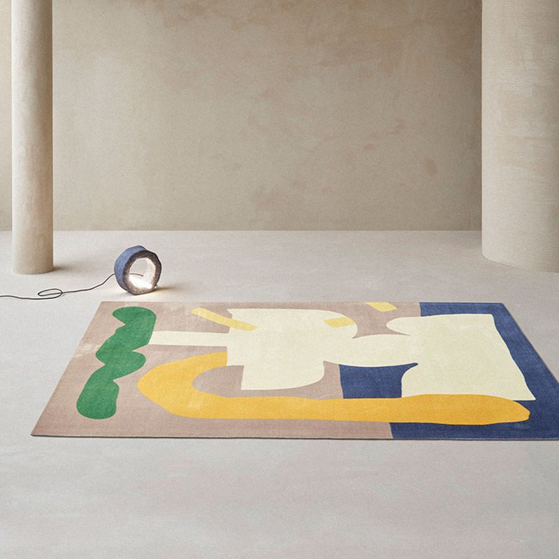 Tapis moderne Beige en Polyester, bloc de couleur, antidérapant, pour l'intérieur, pour la décoration de la maison