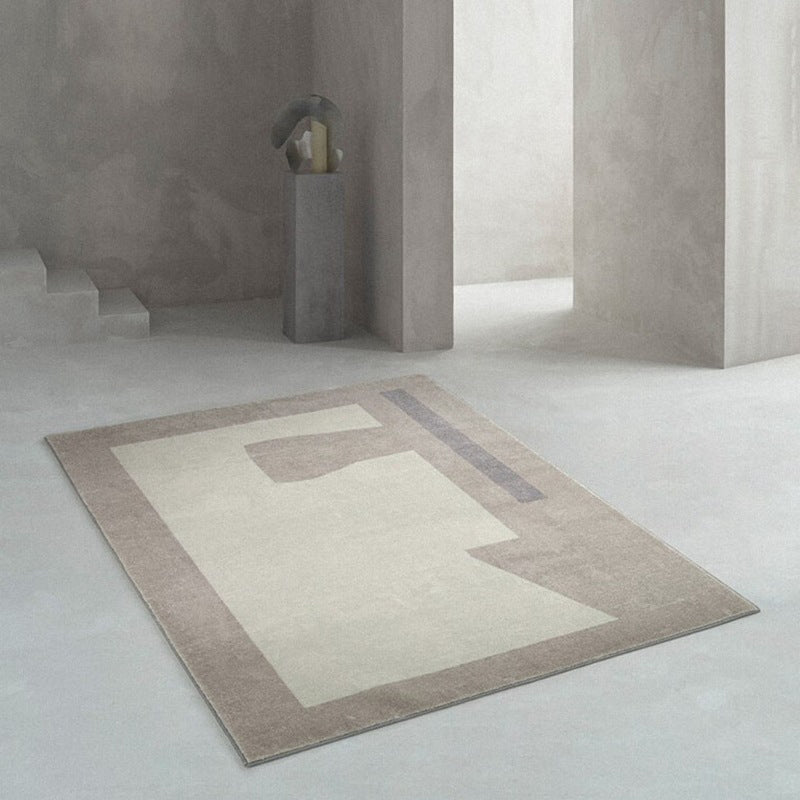 Beige Modern Rug Polyester Color Block Carpet Non-Slip Indoor Area Rug for Home Decoration