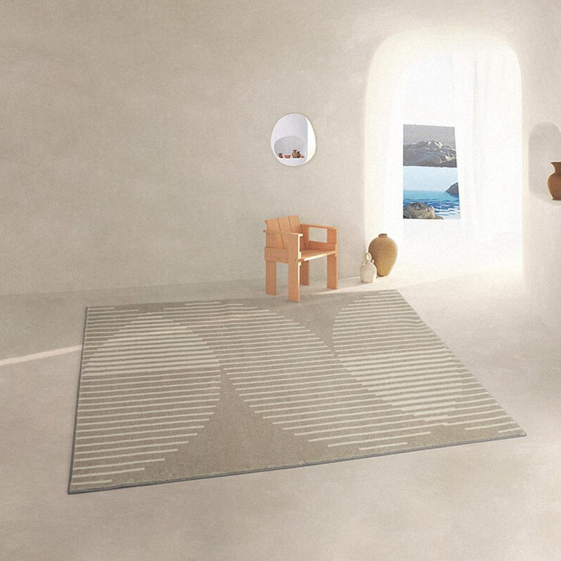 Beige Modern Rug Polyester Color Block Carpet Non-Slip Indoor Area Rug for Home Decoration