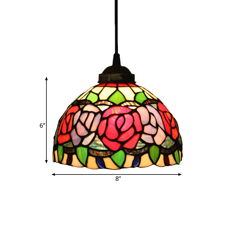 1 Light Grape/Flower/Diamond Pendant Light Kit Victorian White/Red/Yellow Cut Glass Suspension Lamp for Kitchen