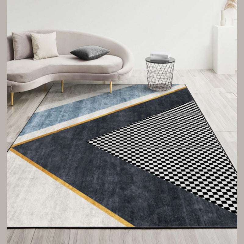 Grey Color Block Indoor Rug Polyester Modern Carpet Anti-Slip Area Rug for Living Room