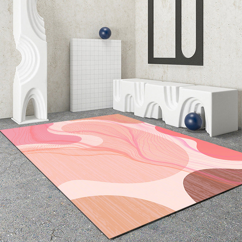 Brown Abstract Indoor Rug Polyester Postmodern Carpet Non-Split for Living Room