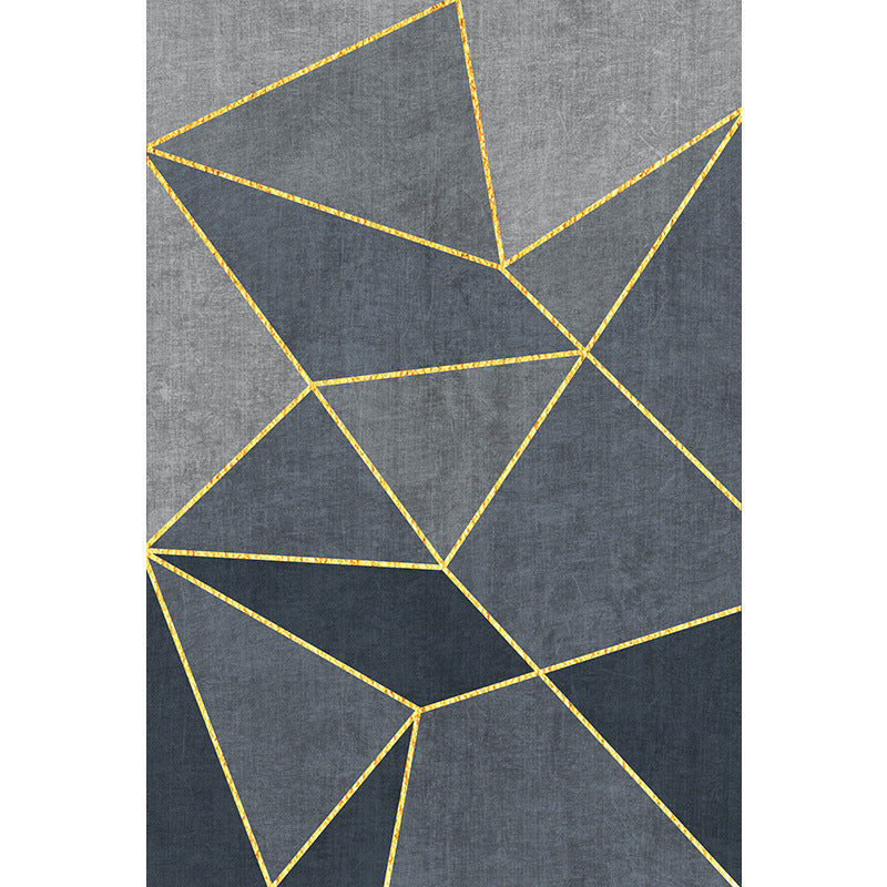 Stylish Grey Color-Blocked Carpet Polyester Modern Rug Non-Slip Area Rug for Living Room
