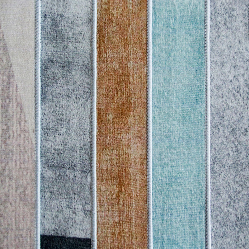 Stylish Grey Color-Blocked Carpet Polyester Modern Rug Non-Slip Area Rug for Living Room