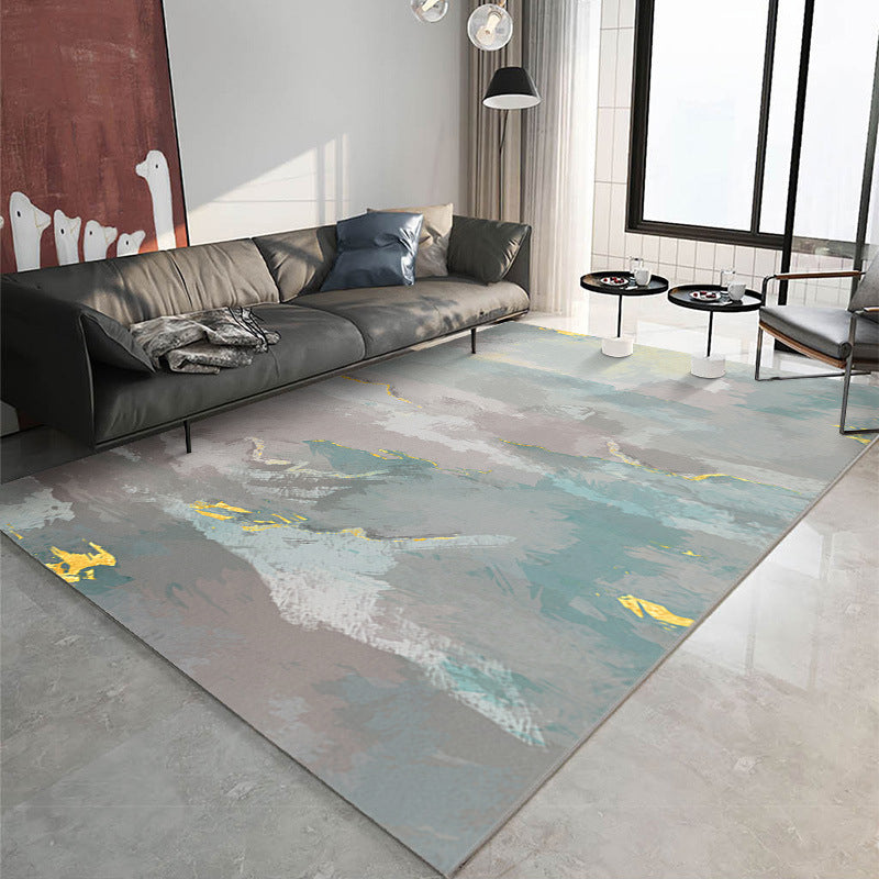 Green Living Room Rug Modern Abstract Indoor Carpet Polyester Anti-Split for Home Decoration