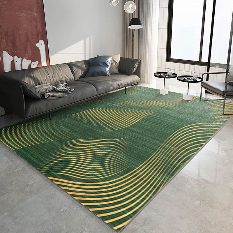 Green Living Room Rug Modern Abstract Indoor Carpet Polyester Anti-Split for Home Decoration