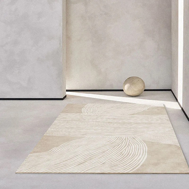 Contemporary Living Room Carpet Apricot Polyster Rug Stain Resistant Area Rug