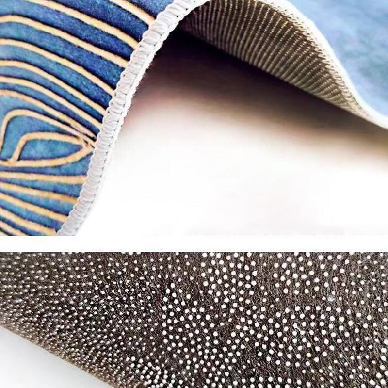 Fancy Color-Blocked Rug Grey Modern Area Carpet Polyester Non-Slip Backing Rug for Bedroom