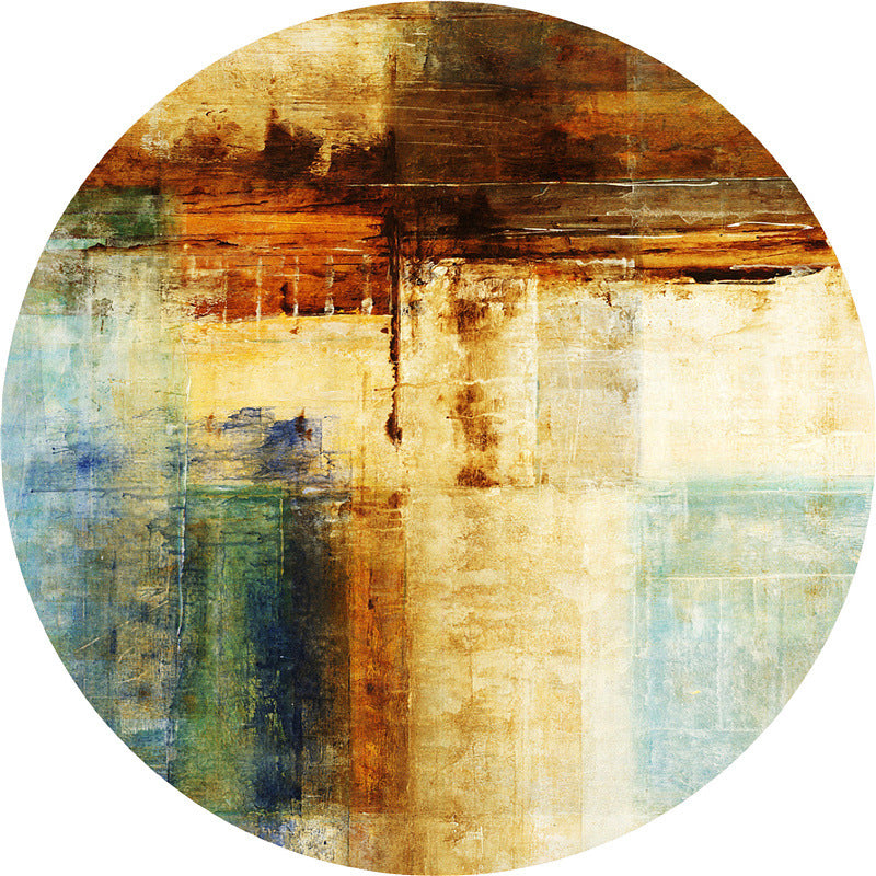 Brown Indoor Room Area Rug Contemporary Abstract Carpet Polyester Anti-Split Rug