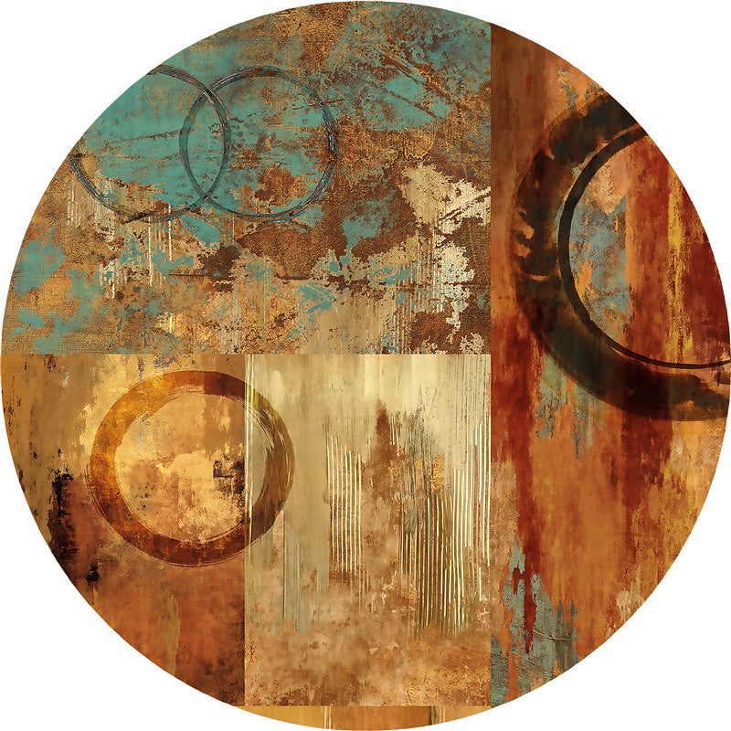 Brown Indoor Room Area Rug Contemporary Abstract Carpet Polyester Anti-Split Rug