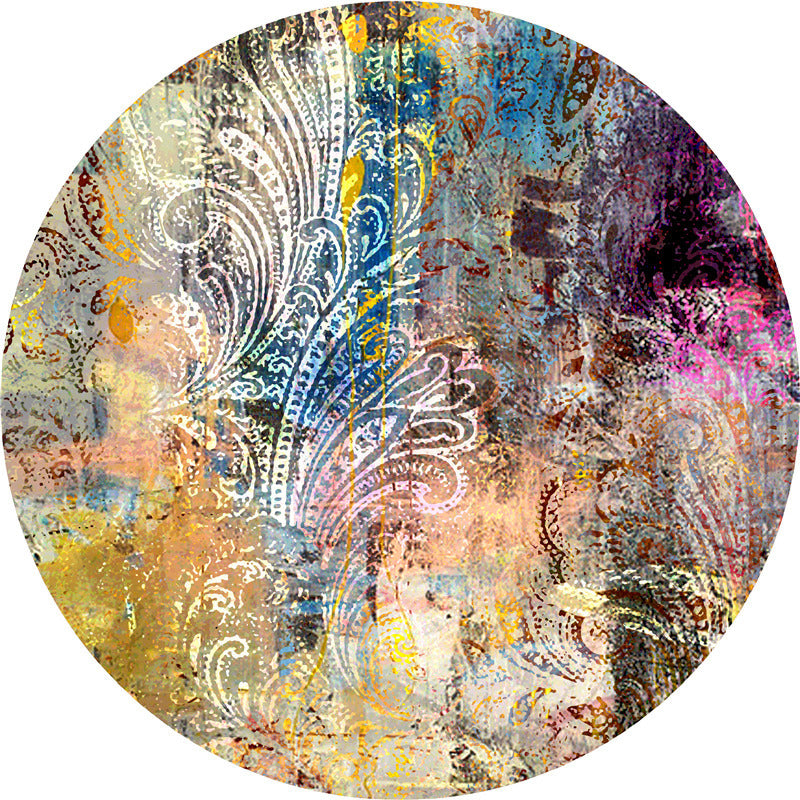 Brown Indoor Room Area Rug Contemporary Abstract Carpet Polyester Anti-Split Rug