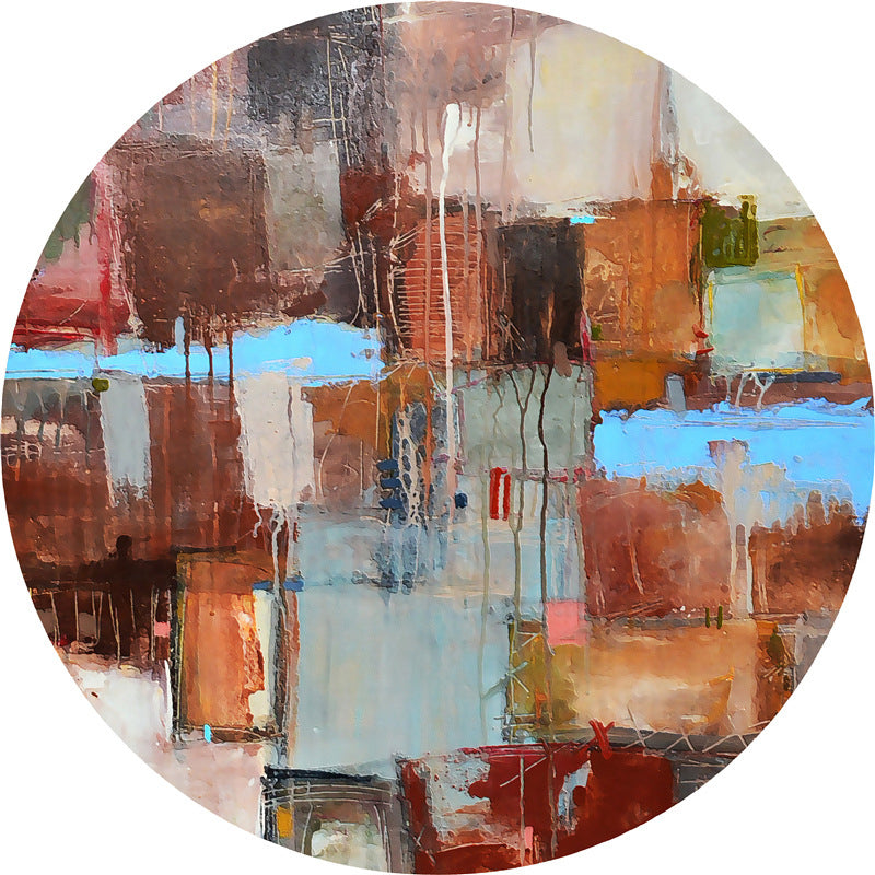 Brown Indoor Room Area Rug Contemporary Abstract Carpet Polyester Anti-Split Rug