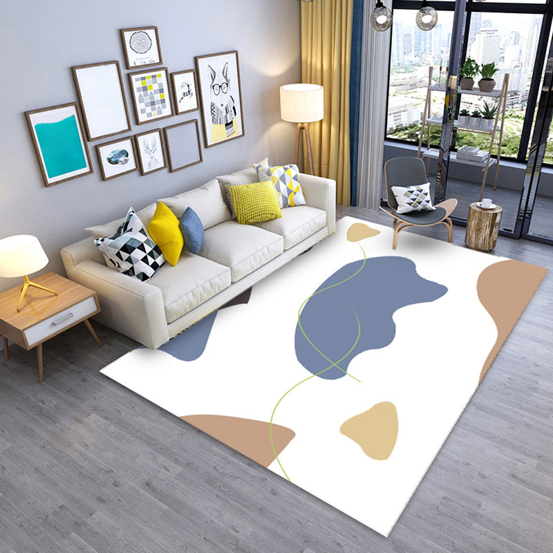 Beige Modern Rug Polyester Stripe Carpet Anti-Slip Area Rug for Living Room