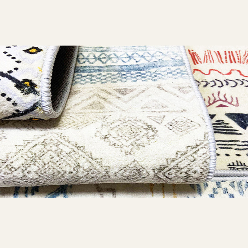 Beige Modern Rug Polyester Stripe Carpet Anti-Slip Area Rug for Living Room