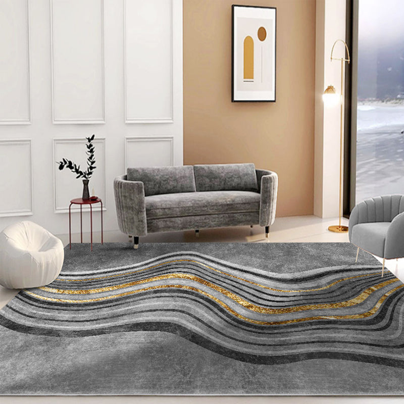 Dark Colored Graphic Design Area Rug Glam Polyester Rug Washable Indoor Carpet for Living Room