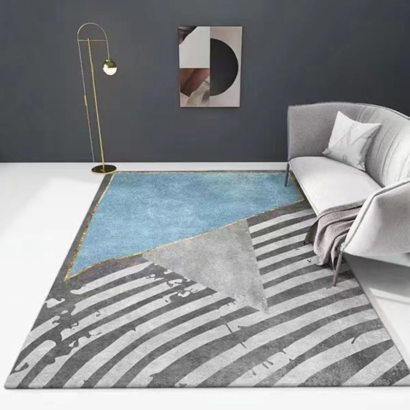 Grey Color-Blocked Area Carpet Polyester Moden Rug Anti-Slip Area Carpet for Home Decoration