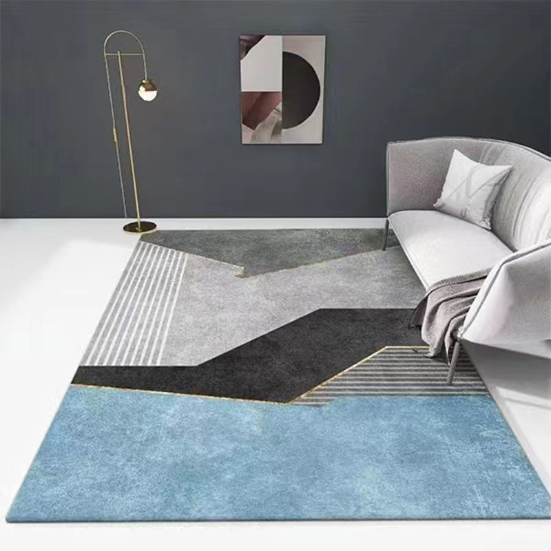 Grey Color-Blocked Area Carpet Polyester Moden Rug Anti-Slip Area Carpet for Home Decoration