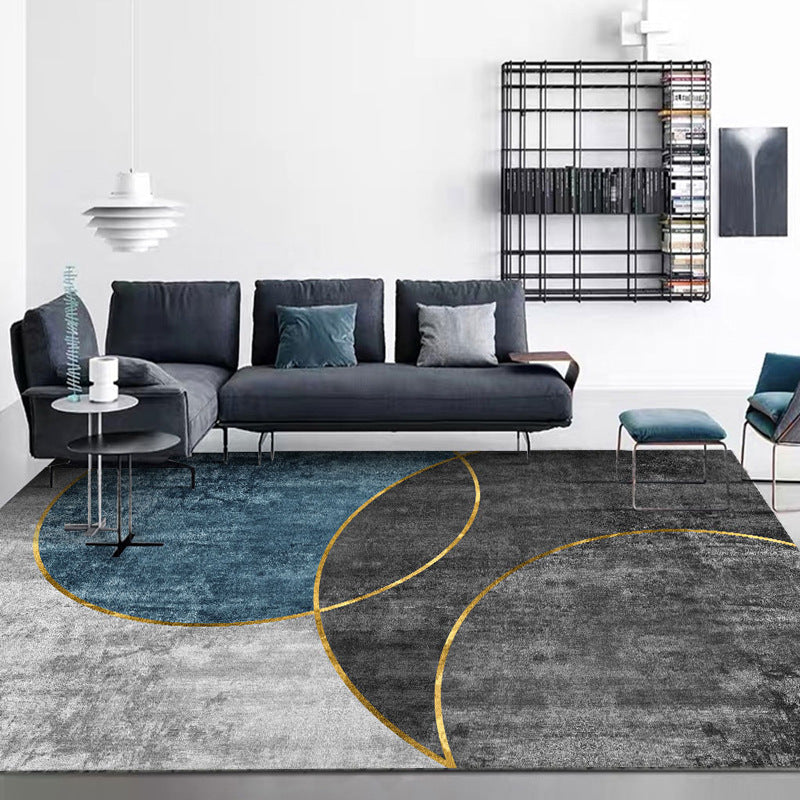 Contemporary Gray Rug Polyster Novelty Carpet Non-Slip Indoor Rug for Living Room