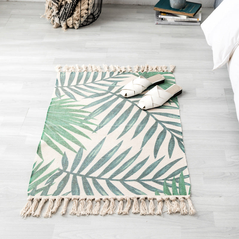 Beige Boheems tapijt katoen etnisch patroon tapijt Fringe indoor tapijt voor woningdecoratie