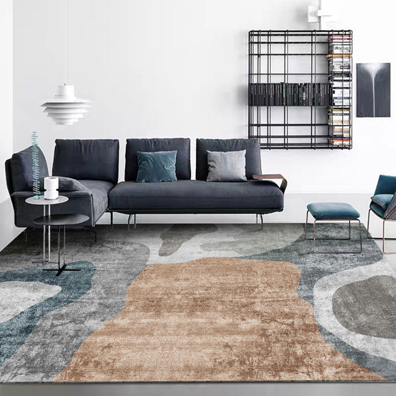 Gorgeous Living Room Carpet Gray Polyster Trendy Area Rug Non-Slip Backing Indoor Rug